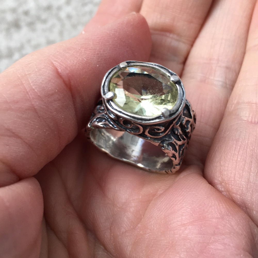 Citrine & Sterling Silver Artisan Ring size 8
